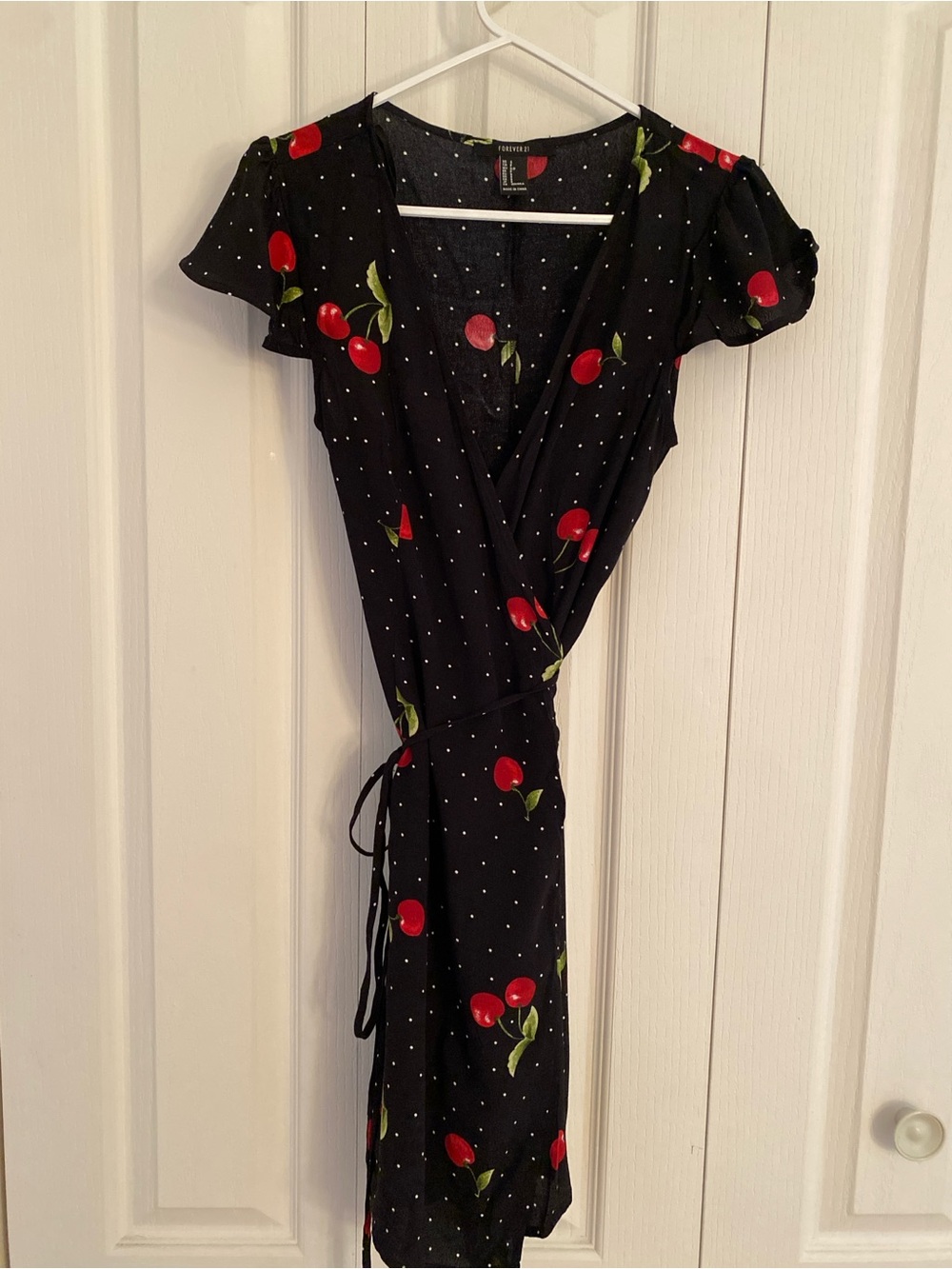 Forever 21 Black Cherry Print Wrap Midi Dress